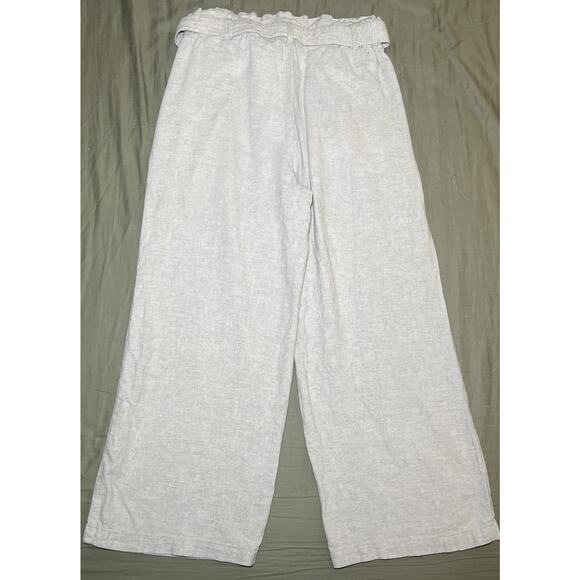 Banana Republic Paperbag Pants Womens 6P Wide Leg Linen Blend Trousers Tie Belt - Picture 3 of 6